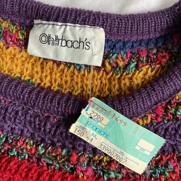 VINTAGE 1980’s Dead Stock Ohrbach’s Crochet Sweater Size XS - Picture 3 of 6